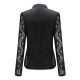 Casual Long Sleeve Lace Splicing Floral V-Neck Blazer