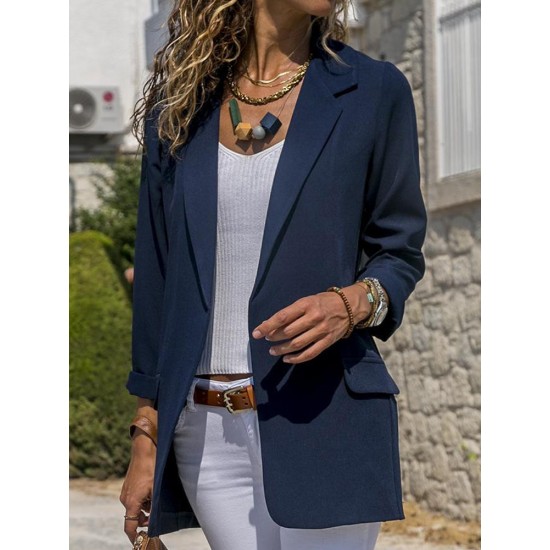 Women Autumn Long Sleeve Office Casual Fit Turn-Down Collar Blazers