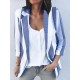 Women Casual Long Sleeve Stripe Office Outerwear Blazers