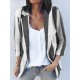 Women Casual Long Sleeve Stripe Office Outerwear Blazers