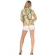 Women Printing Lapel Three Quarter Sleeve Casual Slim Short Blazers