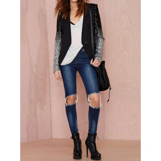 Women Work Style Autumn Sequin Blazers