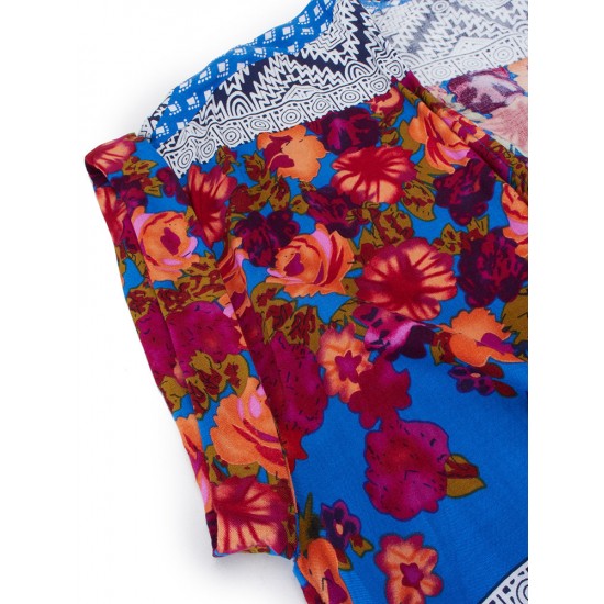 Bohemian Printed Tassels Women Beach Cardigan Short Sleeve