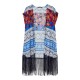 Bohemian Printed Tassels Women Beach Cardigan Short Sleeve