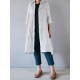 Casual Women Cotton Turn-Down Collar 3/4 Sleeve Plaid Button Long Cardigans