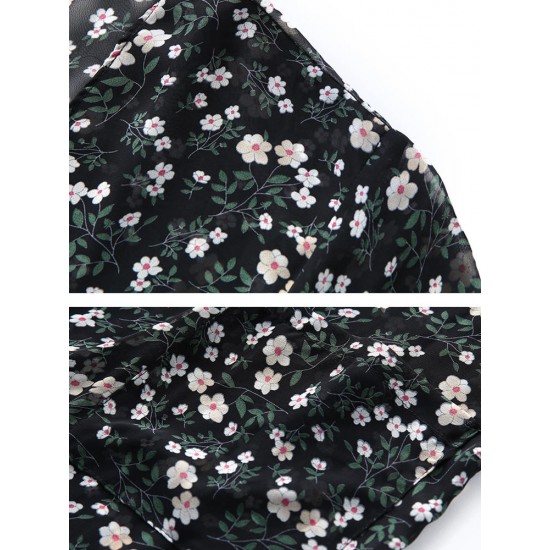 Casual Women Floral Printed Short Sleeve Mid Long Cardigans