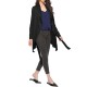 Casual Women Long Sleeve Lapel Irregular Hem Cardigans with Belt