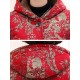 Autumn Winter Fleece Thicken Print Hooded Long Sleeve Coats