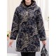 Autumn Winter Fleece Thicken Print Hooded Long Sleeve Coats