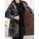 Autumn Winter Fleece Thicken Print Hooded Long Sleeve Coats