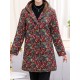 Autumn Winter Fleece Thicken Print Hooded Long Sleeve Coats