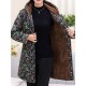 Autumn Winter Fleece Thicken Print Hooded Long Sleeve Coats