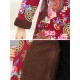 Autumn Winter Floral Print Buttons Thicken Hooded Coats