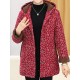 Autumn Winter Floral Print Buttons Thicken Hooded Coats