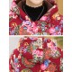 Autumn Winter Floral Print Buttons Thicken Hooded Coats