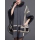 Autumn Winter Thick Shawl Print Cloak 3/4 Sleeve Elegant Coats