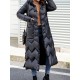 Casual Hooded Pure Color Long Sleeve Thick Women Long Coats