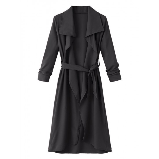 Casual Lapel Long Sleeve Women Long Coat With Belt Casual Lapel Long Sleeve Women Long Coat With Belt