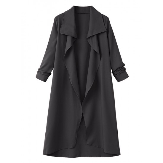 Casual Lapel Long Sleeve Women Long Coat With Belt Casual Lapel Long Sleeve Women Long Coat With Belt