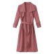 Casual Lapel Long Sleeve Women Long Coat With Belt