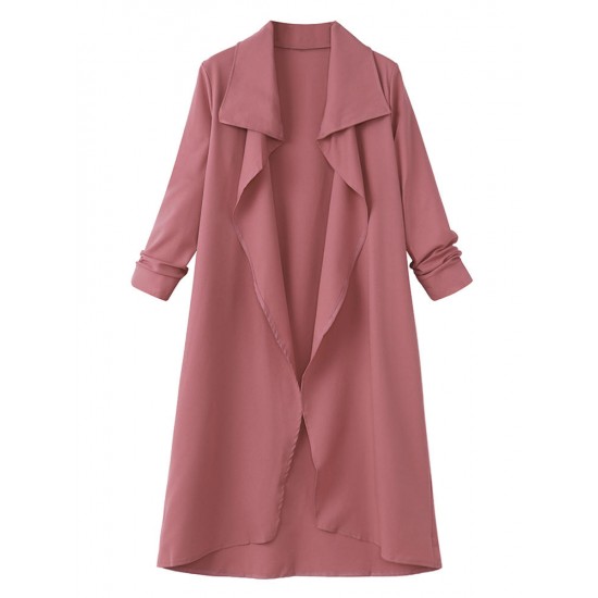 Casual Lapel Long Sleeve Women Long Coat With Belt Casual Lapel Long Sleeve Women Long Coat With Belt