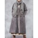 Casual Loose Plaid Solid Pockets Stand Collar Long Sleeve Women Coats