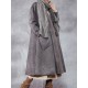 Casual Loose Plaid Solid Pockets Stand Collar Long Sleeve Women Coats
