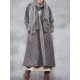 Casual Loose Plaid Solid Pockets Stand Collar Long Sleeve Women Coats