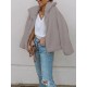 Casual Women Solid Color Fleece Long Sleeve Zipper Coats