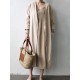 Retro Women Solid Color Casual Cotton Long Cardigans with Pockets