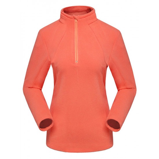 Women Fleece Turtleneck Long Sleeve Zipper Sport Pullover Coat