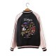 Black Women Both Sides Wearable Zip Up Crane Embroidered Baseball Jacket