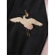 Black Women Both Sides Wearable Zip Up Crane Embroidered Baseball Jacket