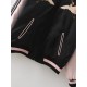 Black Women Both Sides Wearable Zip Up Crane Embroidered Baseball Jacket