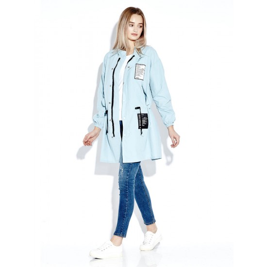 Casual Letter Patchwork Stand Collar Loose Women Jacket Coat