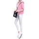 Casual Solid Hooded Long Sleeve Zipper Woolen Women Jacket