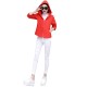 Casual Solid Hooded Long Sleeve Zipper Woolen Women Jacket