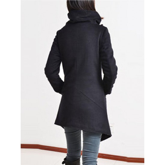 Casual Turn Down Collar Zip Up Long Sleeve Women Coats