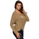 Casual Knit Cross Wrap Long Sleeve V-neck Loose Women Sweater