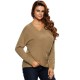 Casual Knit Cross Wrap Long Sleeve V-neck Loose Women Sweater