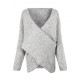 Casual Knit Cross Wrap Long Sleeve V-neck Loose Women Sweater