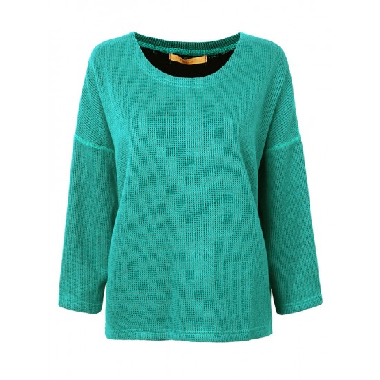 Casual Loose Women Solid Asymmetrical Hem Pullover Sweater