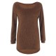 Casual Solid O-Neck Long Sleeve Loose Knitted Women Pullover Sweater