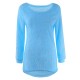 Casual Solid O-Neck Long Sleeve Loose Knitted Women Pullover Sweater