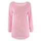 Casual Solid O-Neck Long Sleeve Loose Knitted Women Pullover Sweater