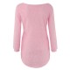 Casual Solid O-Neck Long Sleeve Loose Knitted Women Pullover Sweater