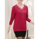 Casual V-Neck Printing Long Sleeve Slim Elegant Pullover Sweater