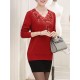 Casual V-Neck Printing Long Sleeve Slim Elegant Pullover Sweater