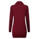 Casual Women Long Sleeve High Collar Pure Color Knitted Sweater