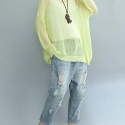 Casual Women Long Sleeve Pure Color Hooded Knitting Sweaters